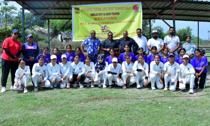 U-17 girls team posing along with match officials at Nagrota.