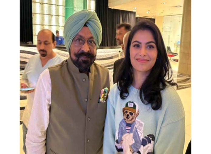 SS Sodhi, President J&K Rifle Association with Olympian Manu Bhaker at Delhi.