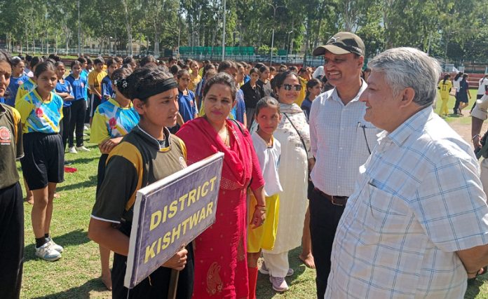 DC Reasi Vishesh Paul Mahajan interacting with athletes.