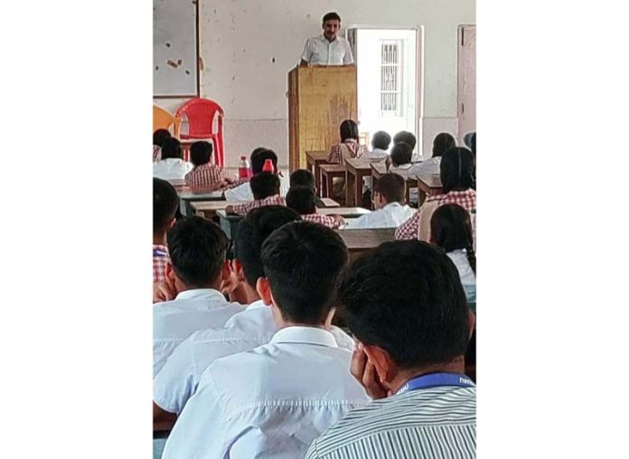 SSP ANTF Raj Kumar addressing students on Friday.