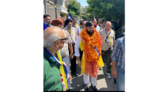 District president DPAP, Gaurav Chopra during an election campaign at Jammu on Tuesday.