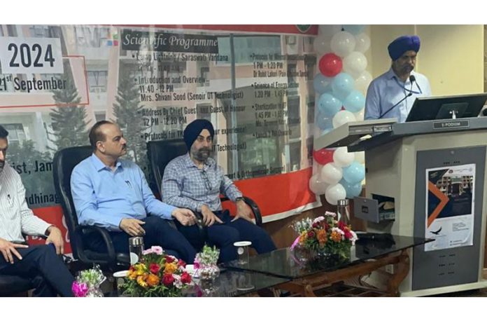 Director Health Services Jammu, Dr Rakesh Magotra and others during a CME program at Government Hospital, Gandhinagar, Jammu.