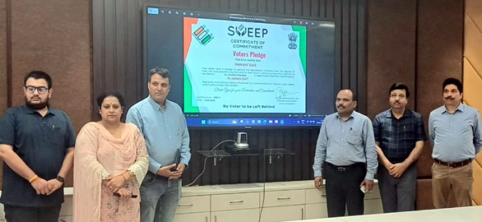 CEO Pandurang K Pole launching Voters Pledge campaign under SVEEP on Monday.