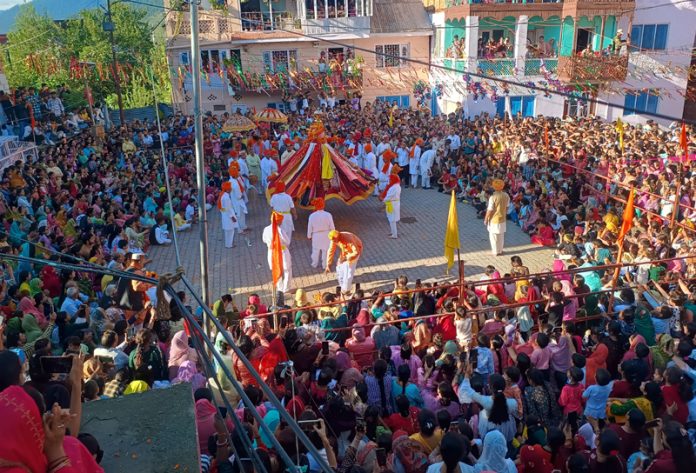 People in large numbers during concluding day of Mela Patt in Bhadarwah on Tuesday.