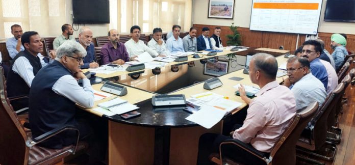 Chief Secretary Atal Dulloo chairing a meeting on Tuesday.