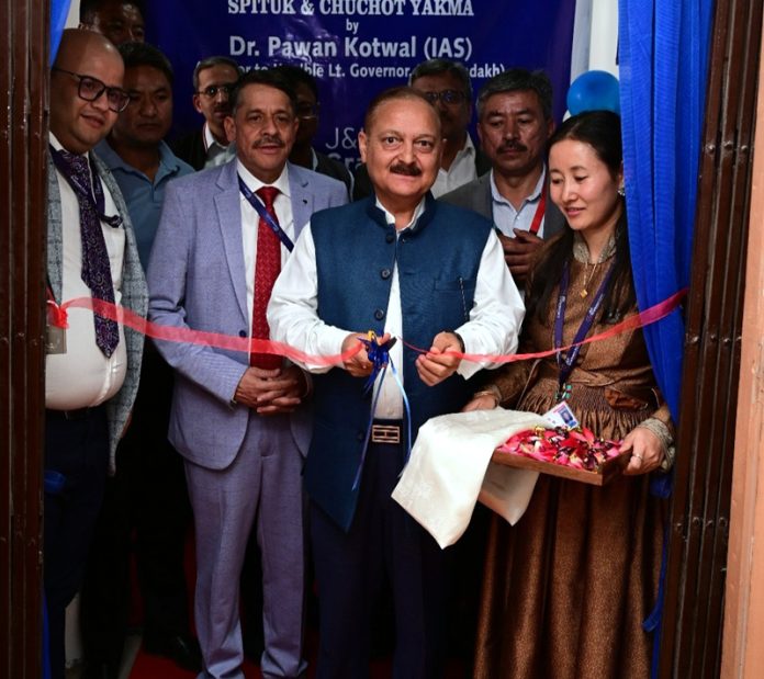 Dr Pawan Kotwal, Advisor to LG Ladakh, inaugurating new branch of JKGB in Leh on Thursday.