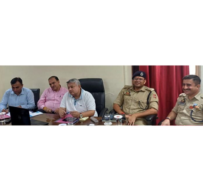 DC Reasi chairing a meeting on Saturday.