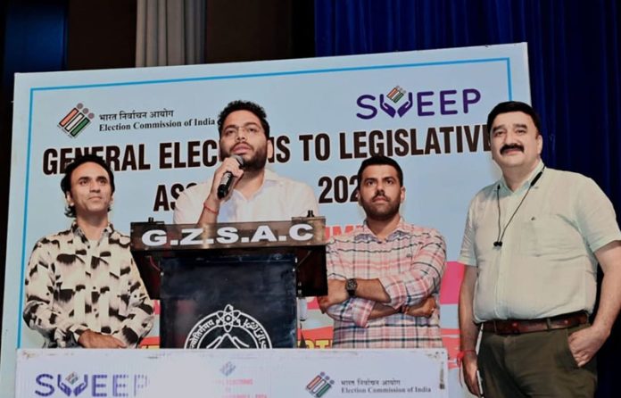 DEO Jammu speaking during a SVEEP event on Friday.