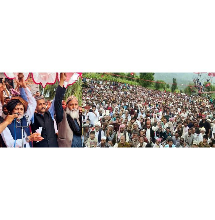 NC MP Mian Altaf during public rally in Budhal area of Rajouri on Saturday.