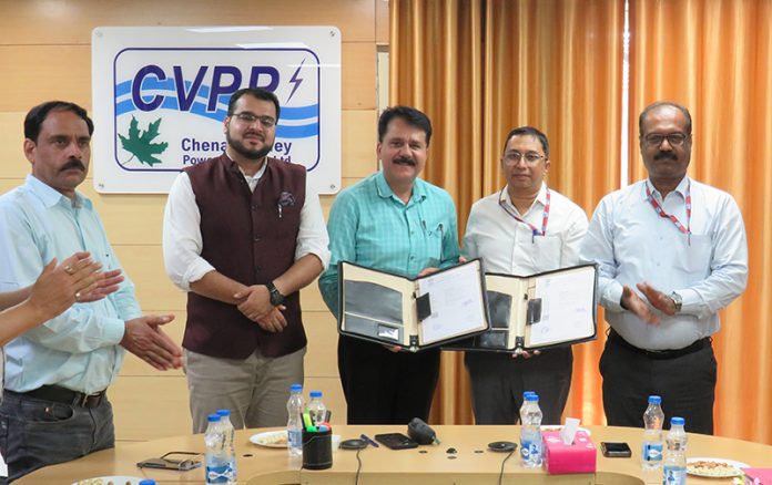 Officials of CVPPL and JKPCL posing after signing PPA in Jammu on Thursday.