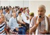 Sham Lal Sharma addressing a gathering in Jammu North Assembly constituency on Thursday.