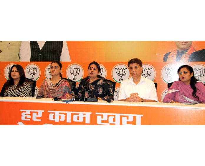 BJP leaders at a press conference in Jammu on Tuesday.