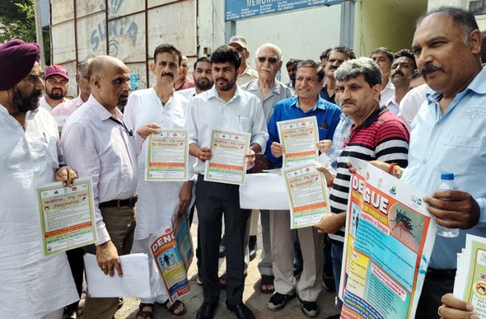 Commissioner JMC Dr. Devansh Yadav starting anti-dengue fogging drive in Jammu on Tuesday.