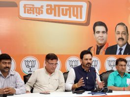 BJP leaders at a press conference at Jammu on Thursday.