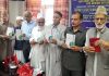 Prof. Shad Ramzan releasing Reshi Nama "Anmbare shamama" in Srinagar on Thursday.