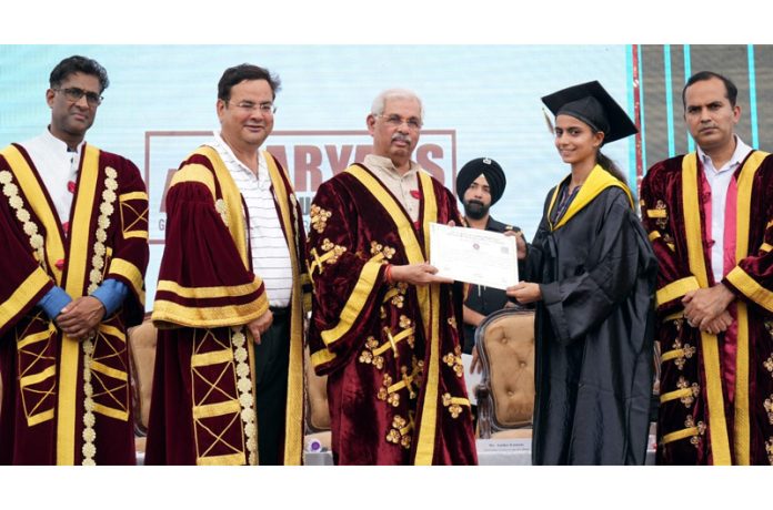 Governor of Bihar, Rajendra Vishwanath Arlekar conferring degrees to the students during a function on Wednesday.