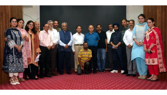 Dignitaries posing for a group photograph during a function on World Patient Safety Day at ASCOMS & Hospital in Jammu on Tuesday.