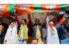 Senior BJP leader and election Incharge J&K, Ram Madhav and party general secretary (Org), Ashok Koul along with other senior leaders at an election rally in Batra, Gurez on Wednesday.