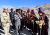 LG Ladakh Brig (Retd) BD Mishra being greeted by public at Nyoma.