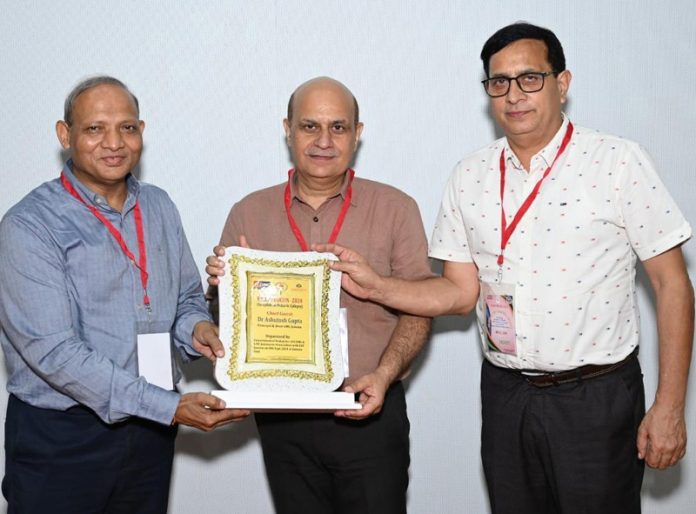 Members of IAP felicitating Dr Suresh K Angurana during a function in Jammu on Wednesday.