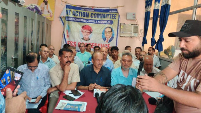 Members of JAC of SC, ST, OBC memebers during press conference in Jammu.