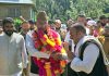 MP Gulam Ali Khatana at an election rally in a Banihal village on Wednesday.