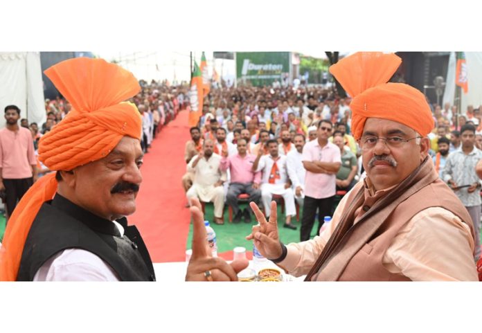 BJP general secretary, Tarun Chugh addressing an election meeting at Samba on Saturday.