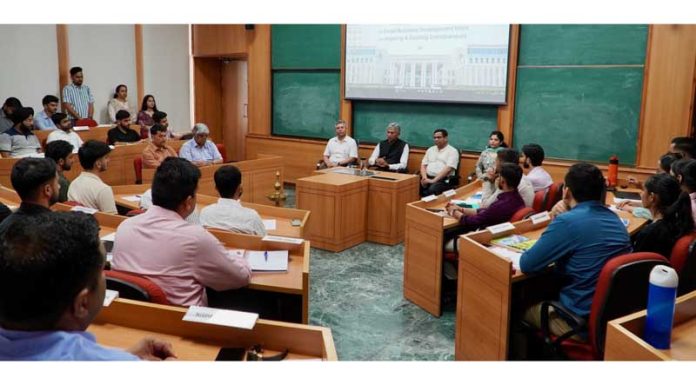 Director IIM Jammu delivering inaugural address at launch of capacity building programme on SBDUs.