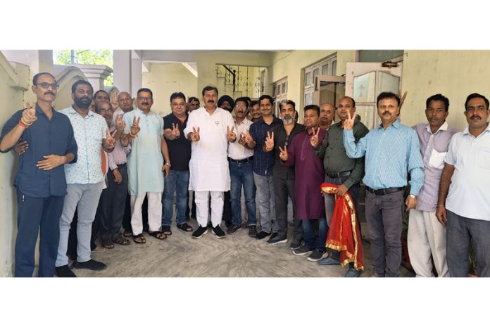 BJP candidate from Jammu West, Arvind Gupta during an election meeting in a locality of his constituency on Wednesday