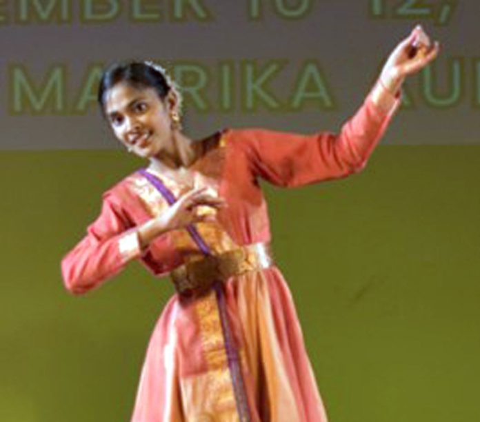 A student performing classical dance during SMVDU's annual Talent Hunt Program.