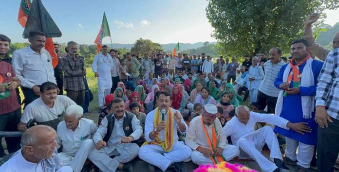 R S Pathania with his supporters and BJP workers in Udhampur East constituency.