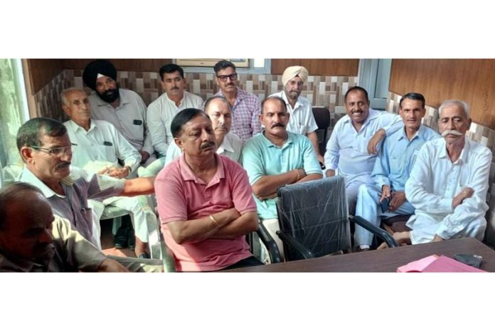 Ex-Servicemen during their monthly meeting in Akhnoor on Wednesday.