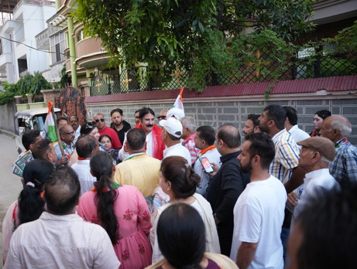 Cong candidate Yogesh Sawhney during meeting in Jammu East.