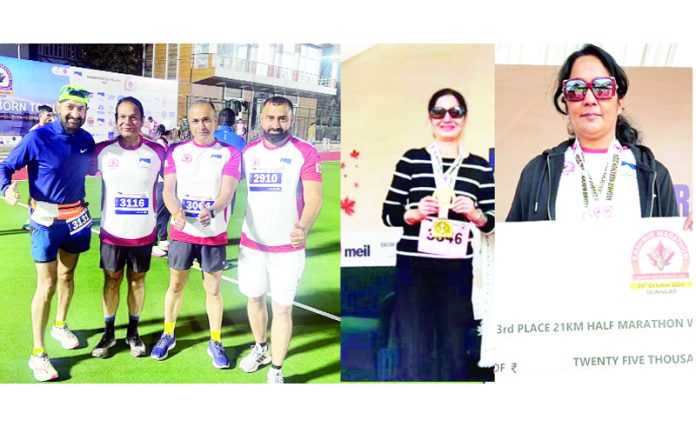 Runners of Jammu during International Kashmir Marathon at Srinagar.