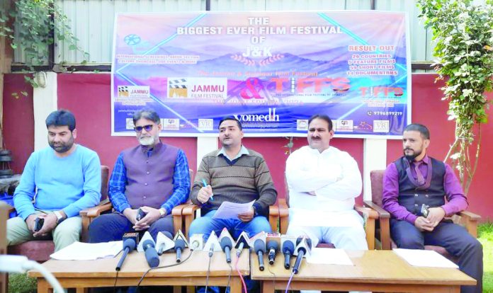 Organizers of upcoming J&K International Film Festival during a press conference at Jammu on Monday.