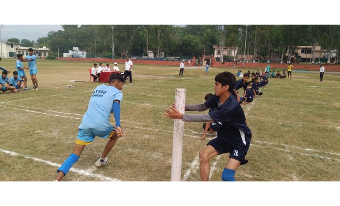 Players in action during Kho-Kho event at Reasi.