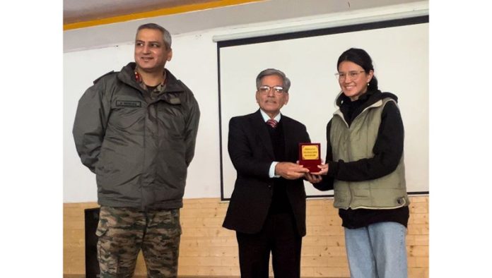 A participant of seminar being felicitated in Kargil.