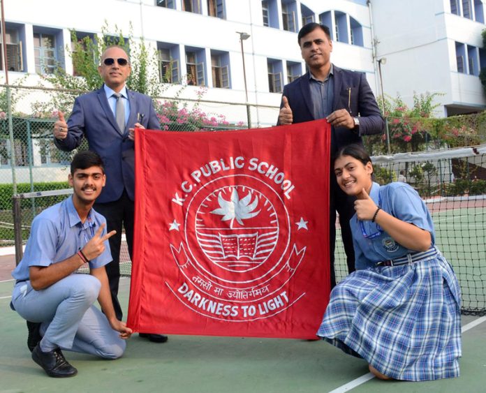 Soham Bhat and Shreemai Bhat of KC Public School pose for a photograph after their selection to represent India in Soft Tennis Championship.