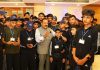 Union Minister Dr Jitendra Singh informally interacting with students from J&K, currently on Bharat Darshan tour, at New Delhi on Sunday.