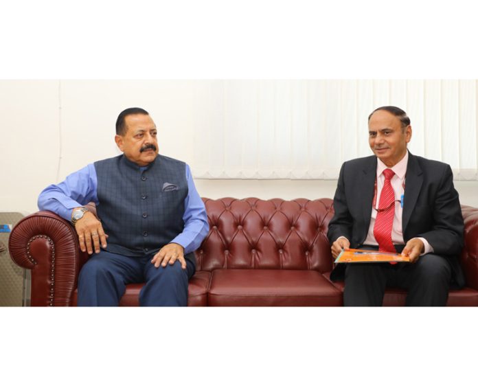 Chief Information Commissioner of India, Heeralal Samariya calling on Union Minister Dr Jitendra Singh at New Delhi on Saturday.