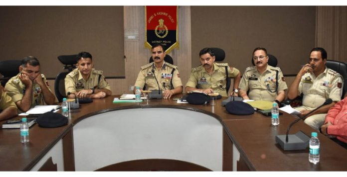 SSP Rajouri Randeep Kumar chairing meeting on Sunday.