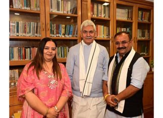 MLA Vikram Randhawa meeting with LG Manoj Sinha at Raj Bhawan, Srinagar.