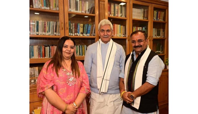 MLA Vikram Randhawa meeting with LG Manoj Sinha at Raj Bhawan, Srinagar.