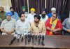 SUF Chairman Sudershan Singh Wazir addressing press conference in Jammu. -Excelsior/Rakesh