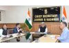 Chief Secy Atal Dulloo chairing a meeting in Srinagar on Monday.