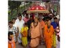 JKPCC working President Raman Bhalla welcoming Shankaracharya Ji on his arrival in Jammu on Monday.