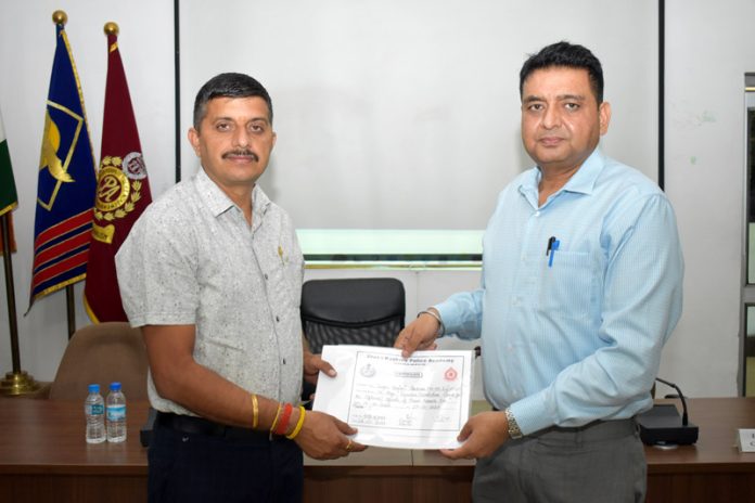 A participant receiving certificate on conclusion of a training programme at SKPA Udhampur.