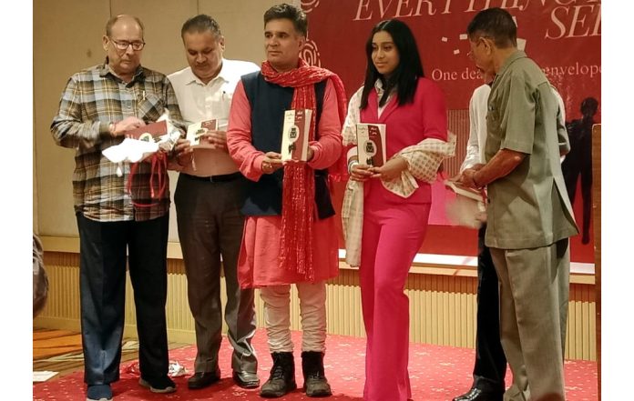 BJP president, Ravinder Raina releasing Maayra’s novel at Jammu on Wednesday.