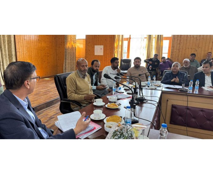 MP Engineer Abdul Rashid chairing a meeting at Baramulla.