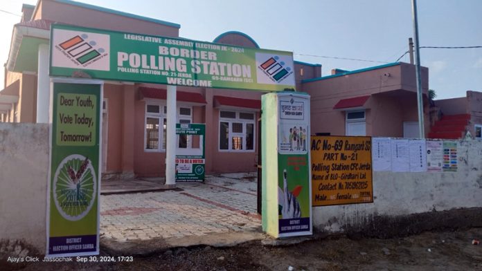 Polling Station at village Jerda situated close to International Border in Ramgarh.